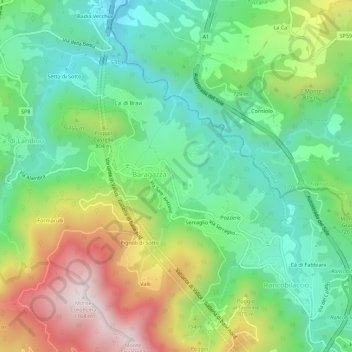 Topografische Karte Bronia, Höhe, Relief