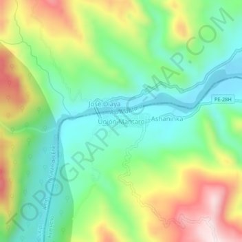 Topografische Karte Unión Mantaro, Höhe, Relief