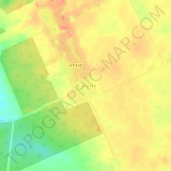 Topografische Karte Brianorte, Höhe, Relief