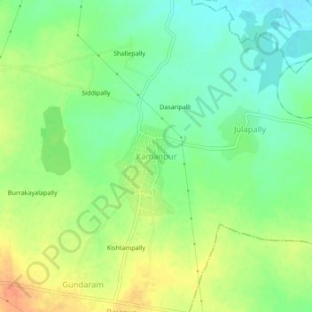 Topografische Karte Kamanpur, Höhe, Relief