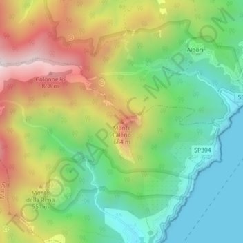 Topografische Karte Monte Falerio, Höhe, Relief