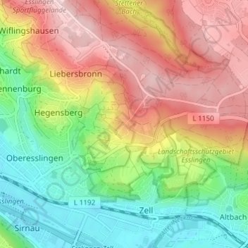 Topografische Karte Kimmichsweiler, Höhe, Relief