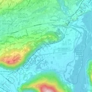 Topografische Karte Villapaiera, Höhe, Relief