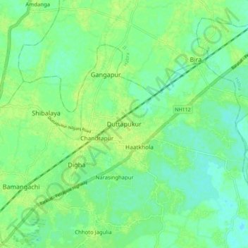 Topografische Karte Duttapukur, Höhe, Relief