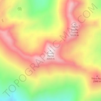 Topografische Karte Smoky Dome, Höhe, Relief