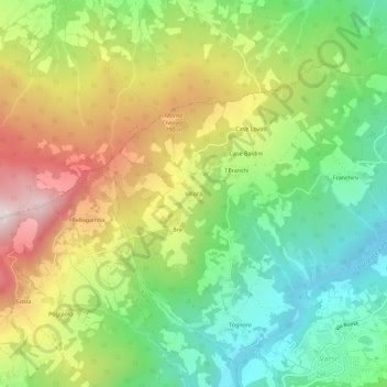 Topografische Karte Villora, Höhe, Relief