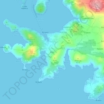 Topografische Karte Ploča, Höhe, Relief