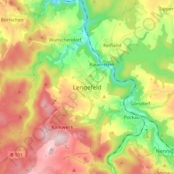 Topografische Karte Lengefeld, Höhe, Relief