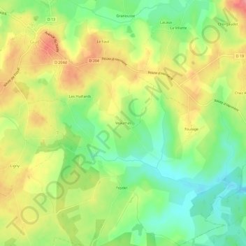 Topografische Karte Veaumas, Höhe, Relief