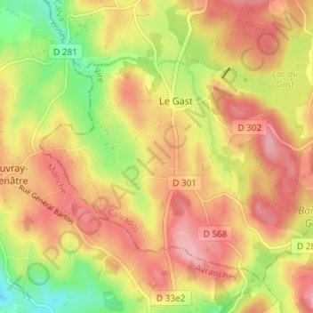 Topografische Karte Le Gast, Höhe, Relief