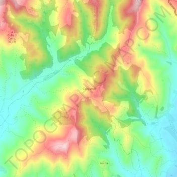 Topografische Karte Caligiana, Höhe, Relief
