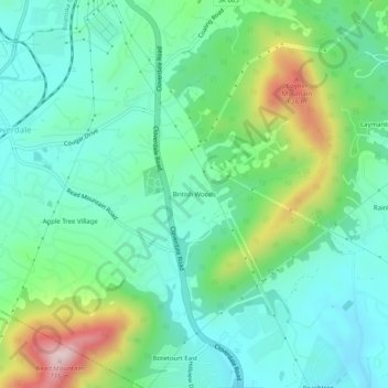 Topografische Karte British Woods, Höhe, Relief
