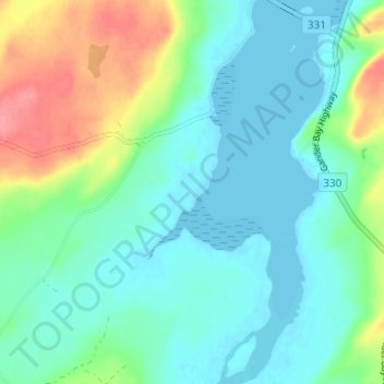 Topografische Karte Gander Bay, Höhe, Relief