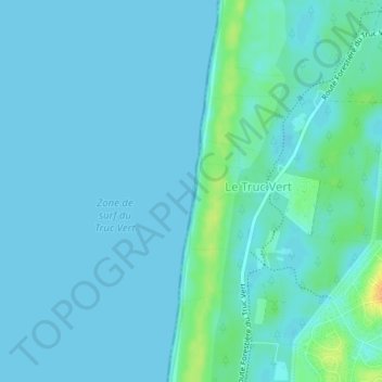 Topografische Karte Plage du Truc Vert, Höhe, Relief