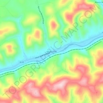 Topografische Karte Spivey Store, Höhe, Relief