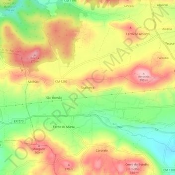 Topografische Karte Soalheira, Höhe, Relief