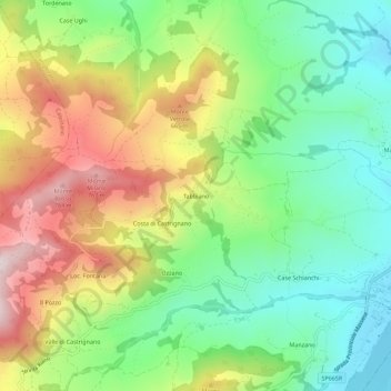 Topografische Karte Tabbiano, Höhe, Relief