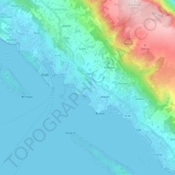 Topografische Karte Banjol, Höhe, Relief