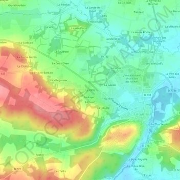 Topografische Karte Le Pâtis, Höhe, Relief