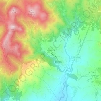 Topografische Karte Padroso, Höhe, Relief
