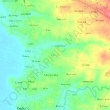 Topografische Karte Kaum, Höhe, Relief