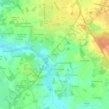 Topografische Karte Le Pérou, Höhe, Relief