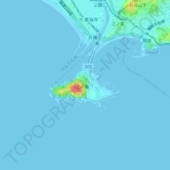 Topografische Karte Enoshima, Höhe, Relief