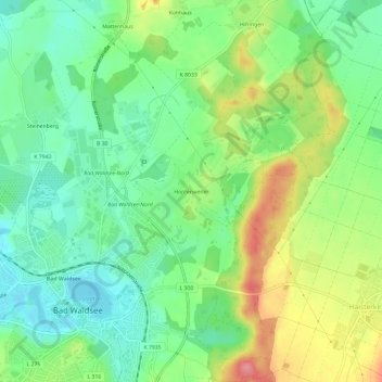 Topografische Karte Hopfenweiler, Höhe, Relief