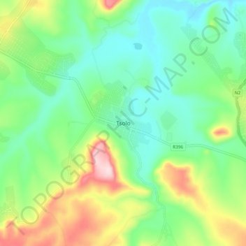 Topografische Karte Tsolo, Höhe, Relief