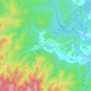 Topografische Karte Podgarić, Höhe, Relief