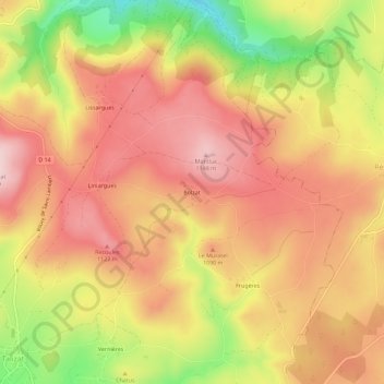 Topografische Karte Bolzat, Höhe, Relief