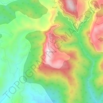 Topografische Karte Ashapuri, Höhe, Relief