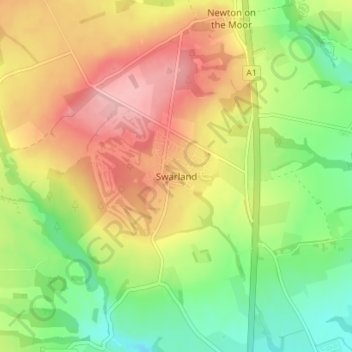 Topografische Karte Swarland, Höhe, Relief