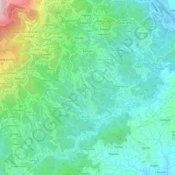 Topografische Karte Cereie, Höhe, Relief