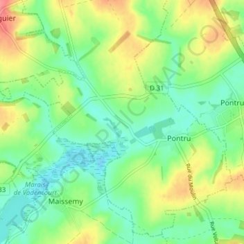 Topografische Karte Les Eaux Vives, Höhe, Relief