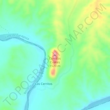 Topografische Karte Cerritos Cuates, Höhe, Relief