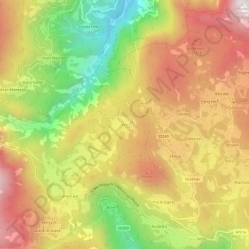 Topografische Karte Virti, Höhe, Relief