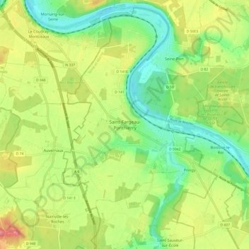 Topografische Karte Saint-Fargeau-Ponthierry, Höhe, Relief