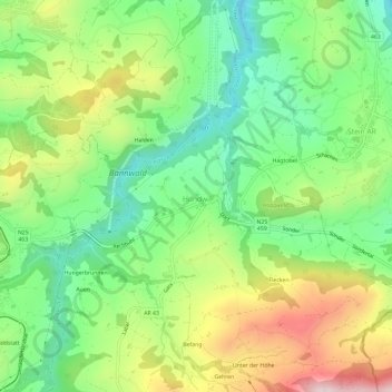 Topografische Karte Hundwil, Höhe, Relief