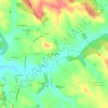 Topografische Karte Lamothe d'Allès, Höhe, Relief