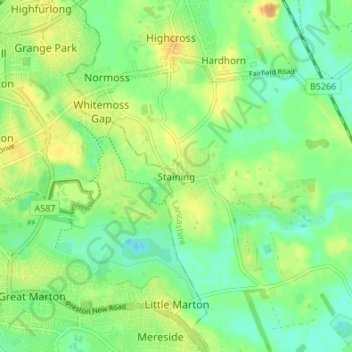 Topografische Karte Staining, Höhe, Relief