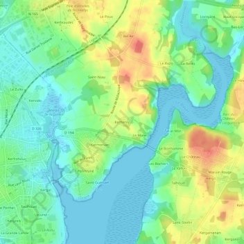 Topografische Karte Kerhervy, Höhe, Relief