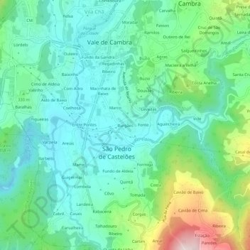 Topografische Karte Burgães, Höhe, Relief