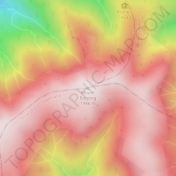 Topografische Karte Mount Bogong, Höhe, Relief