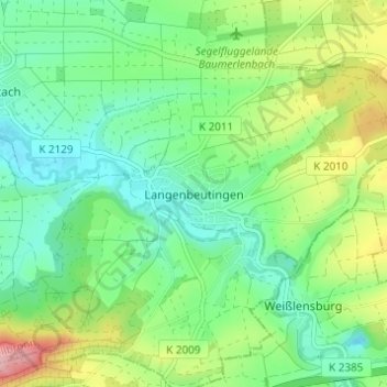 Topografische Karte Langenbeutingen, Höhe, Relief