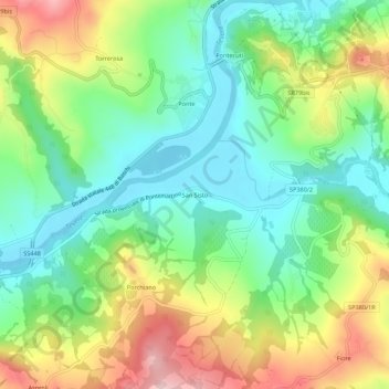 Topografische Karte San Sisto, Höhe, Relief