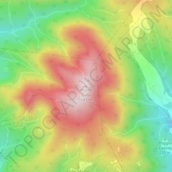 Topografische Karte Monte Calvi, Höhe, Relief