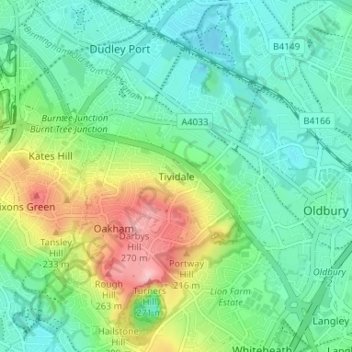 Topografische Karte Tividale, Höhe, Relief