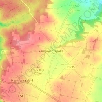 Topografische Karte Reinprechtspölla, Höhe, Relief