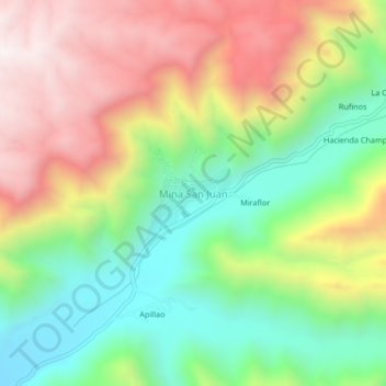 Topografische Karte Mina San Juan, Höhe, Relief